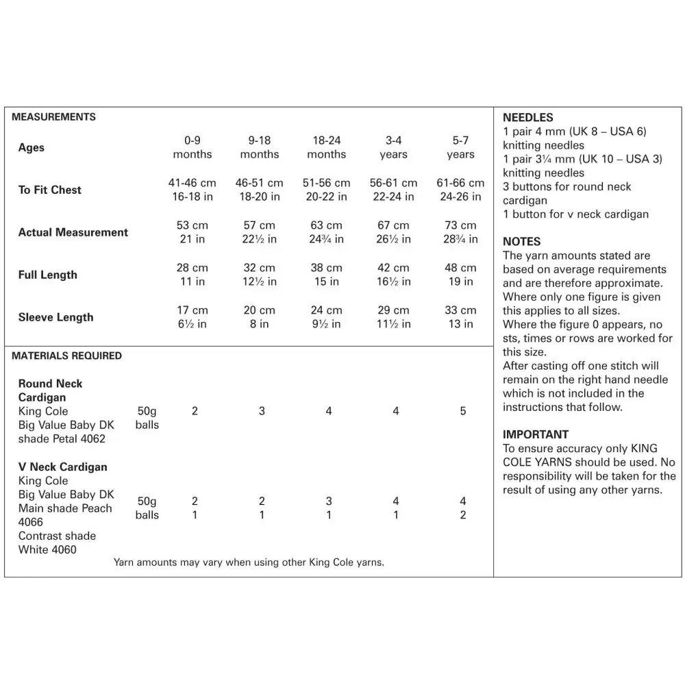 Knitting pattern instructions.