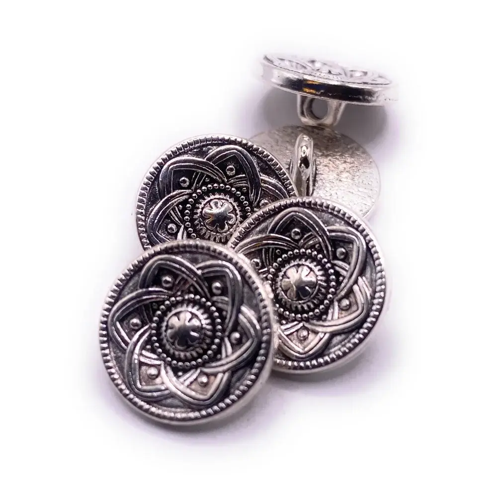 Silver decorative buttons.