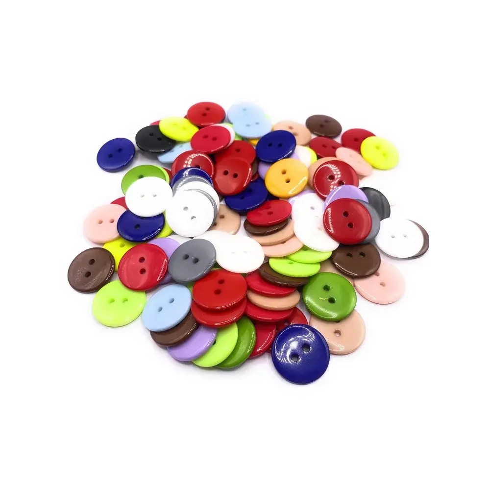 Pile of colorful two-hole buttons.