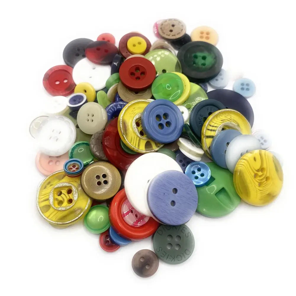 Pile of colorful buttons.