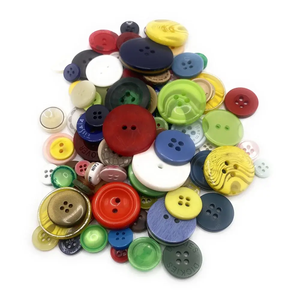 Pile of colorful buttons.