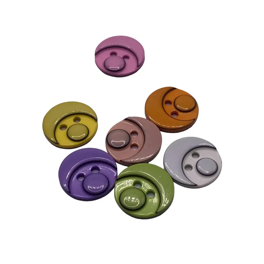 Colorful, round, two-hole buttons.