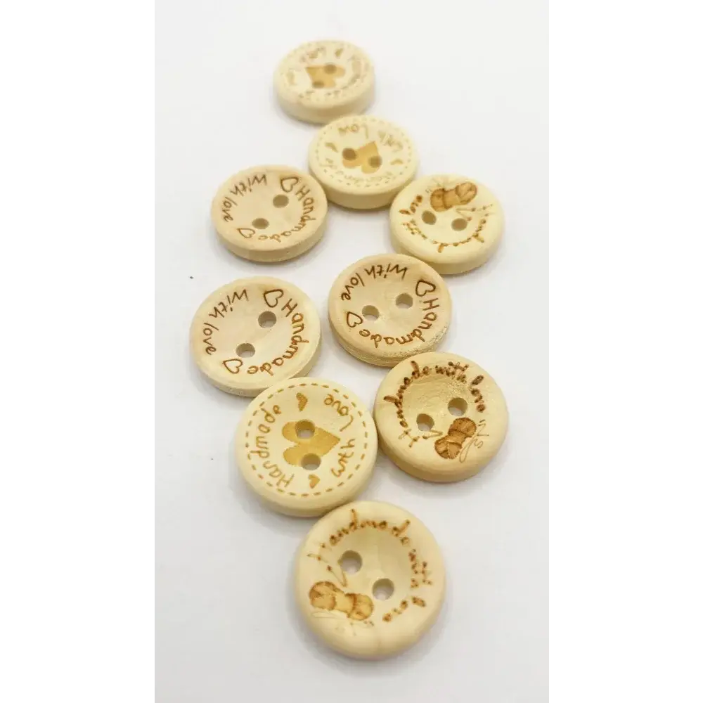 Wooden craft buttons.
