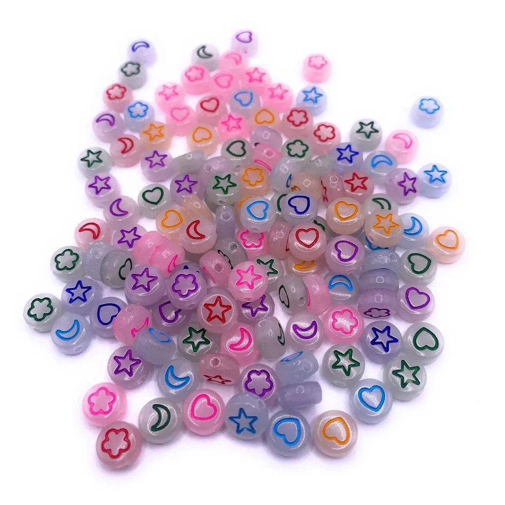 Pile of colorful, patterned beads.
