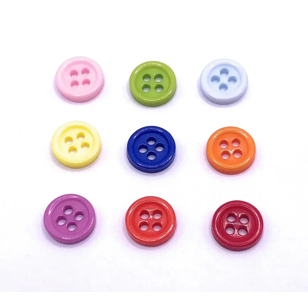 Colorful four-hole buttons.