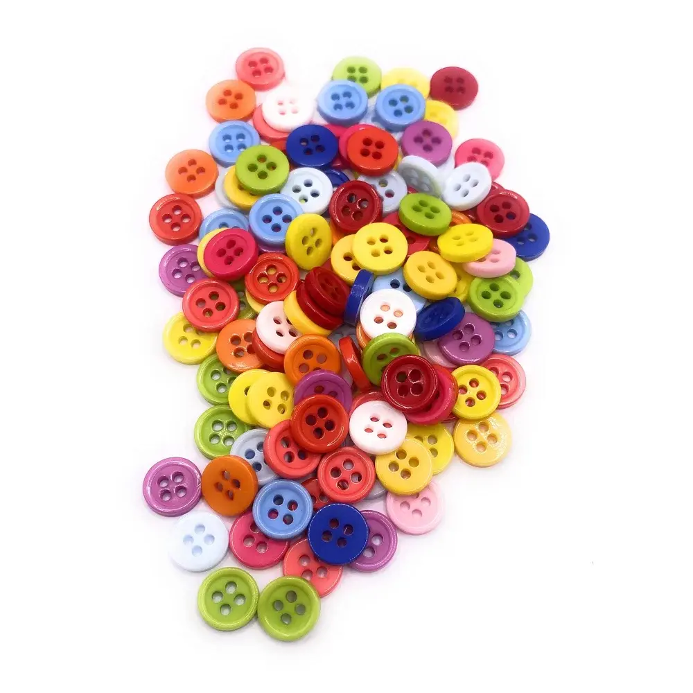 Colorful assortment of four-hole buttons.
