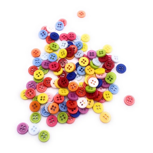 Colorful four-hole buttons.