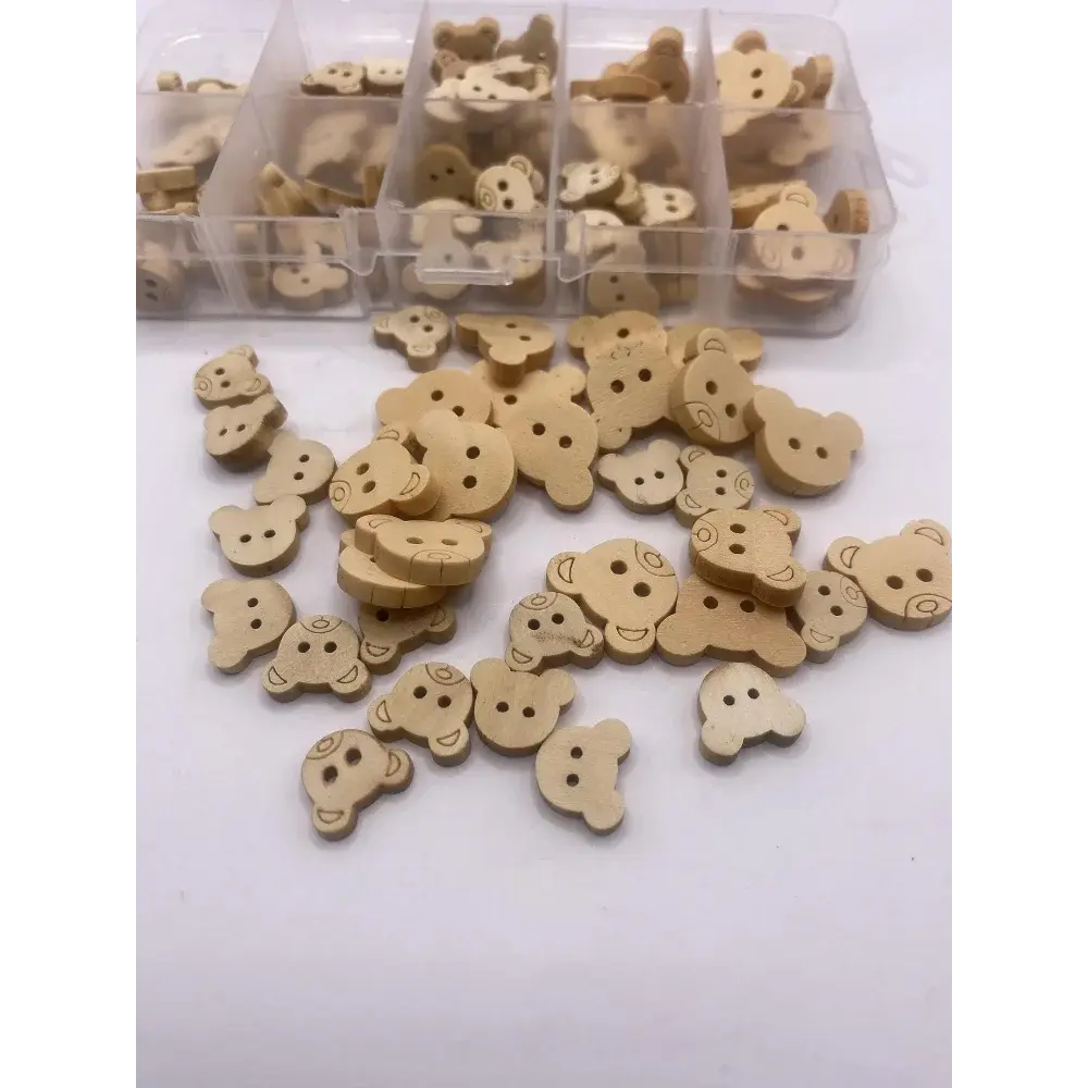 Wooden bear-shaped buttons.