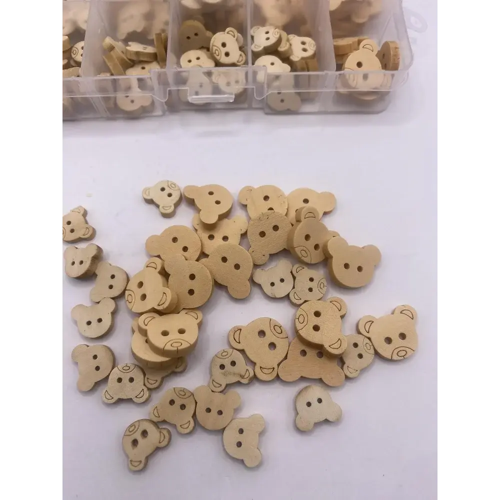 Wooden bear-shaped buttons.