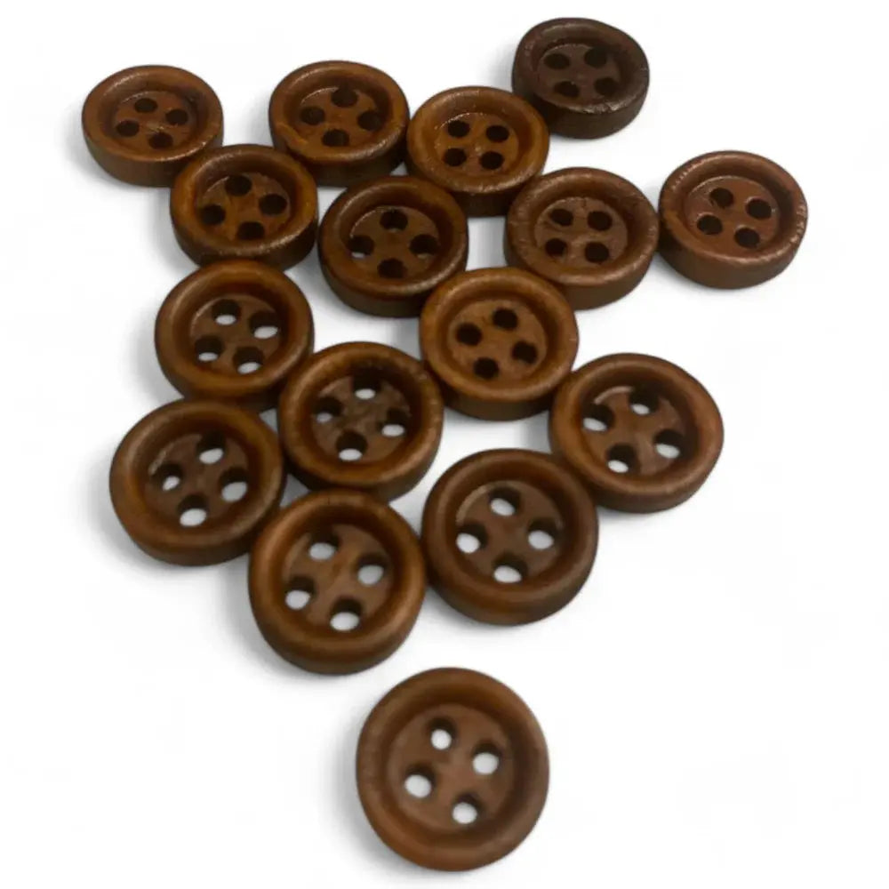 Pile of brown, four-hole buttons.