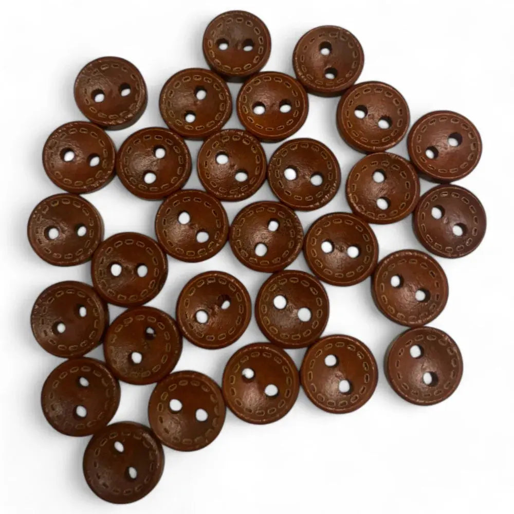 Pile of brown, two-hole buttons.