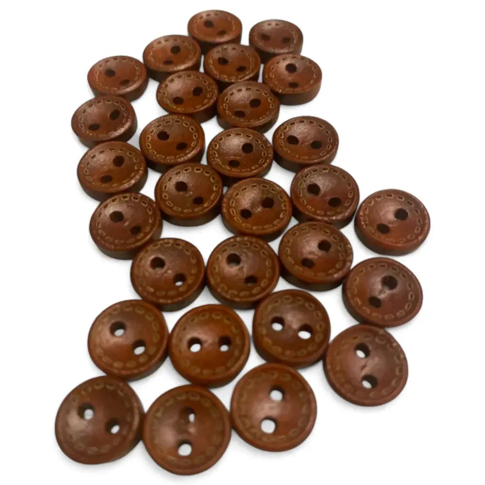 Brown, two-hole sewing buttons.