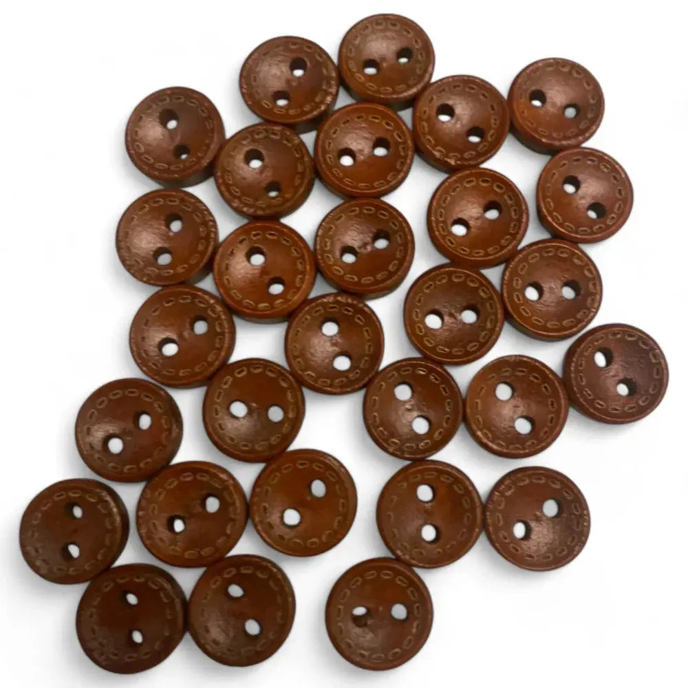 Brown two-hole buttons.