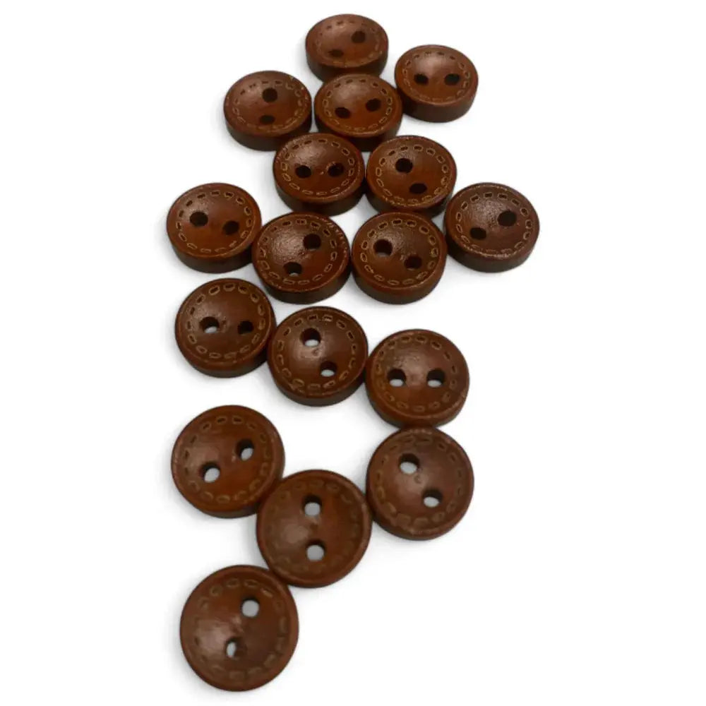 Brown two-hole buttons.