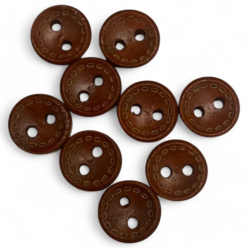 Brown two-hole buttons.