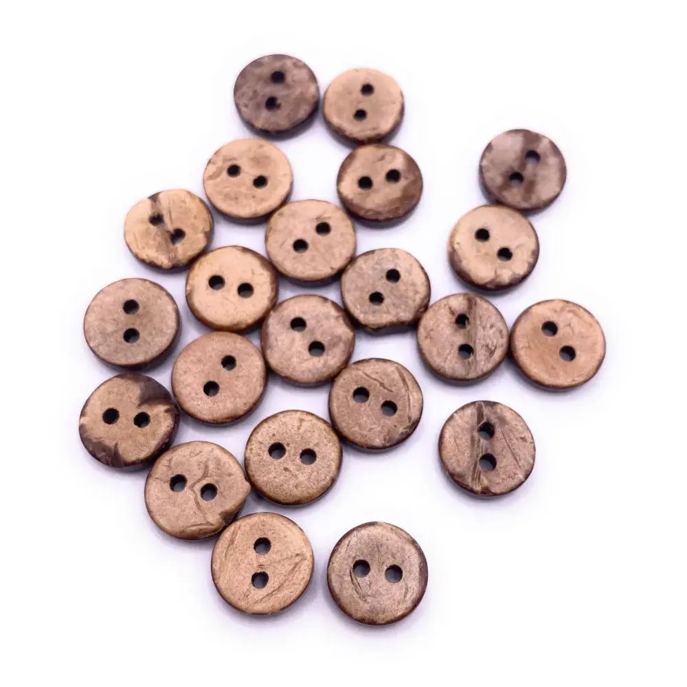 Pile of brown, two-hole buttons.