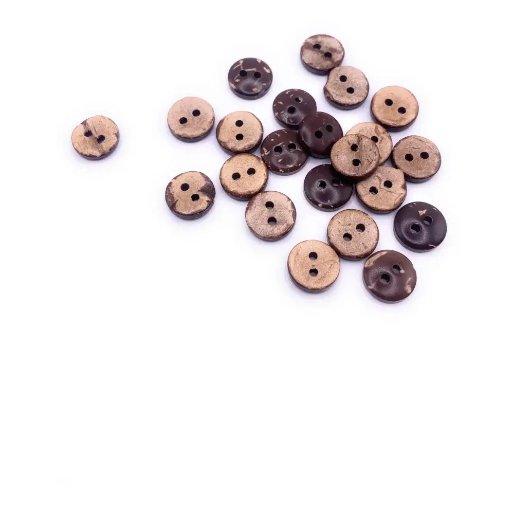 Round, two-hole coconut buttons.