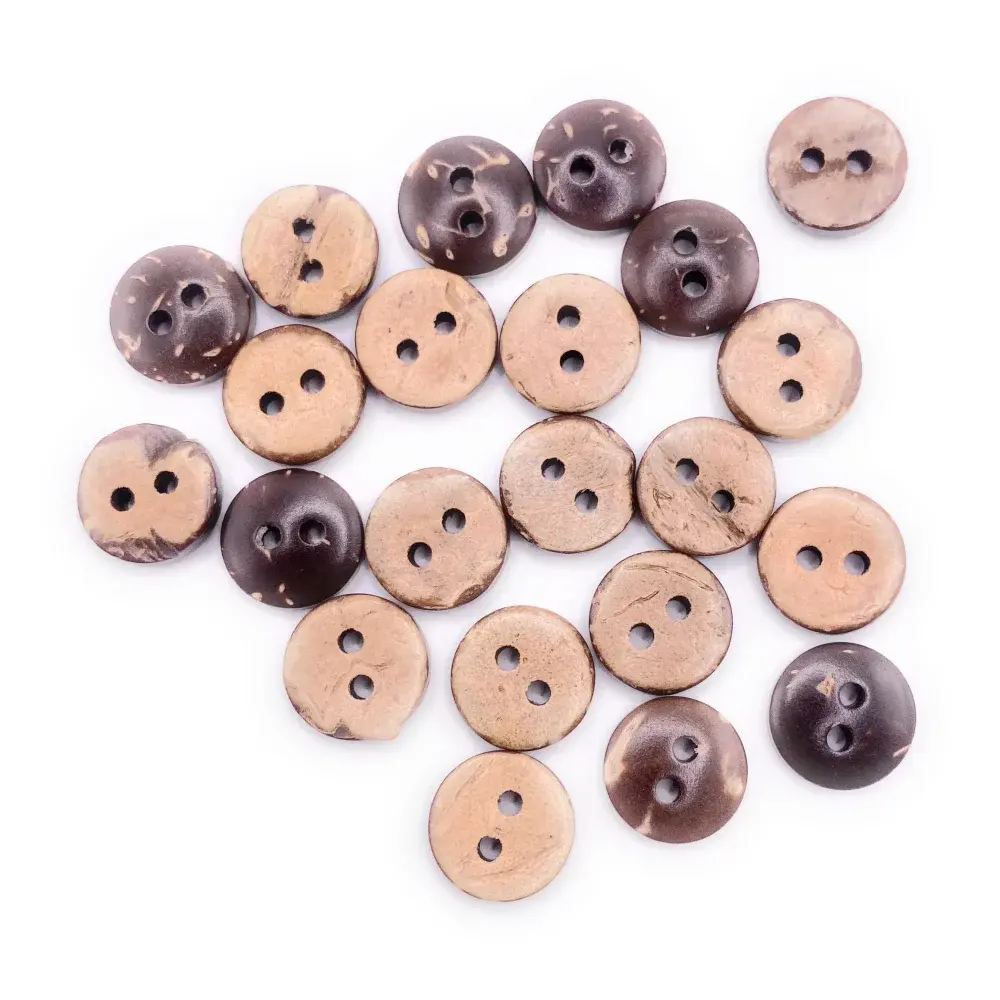 Pile of two-hole coconut buttons.