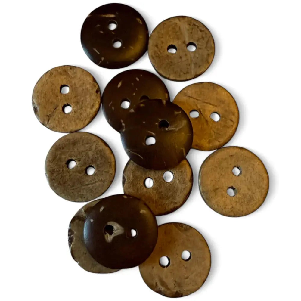 Pile of two-hole coconut buttons.