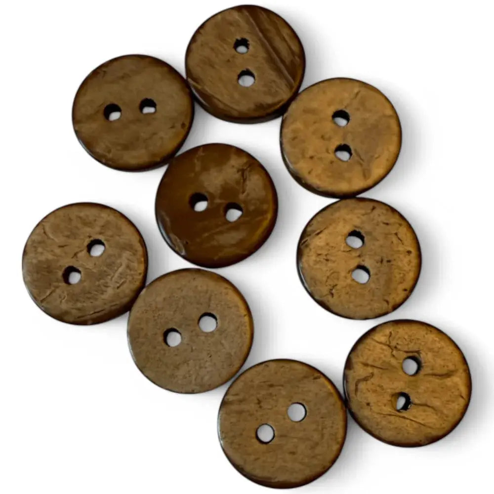 Round brown two-hole buttons.