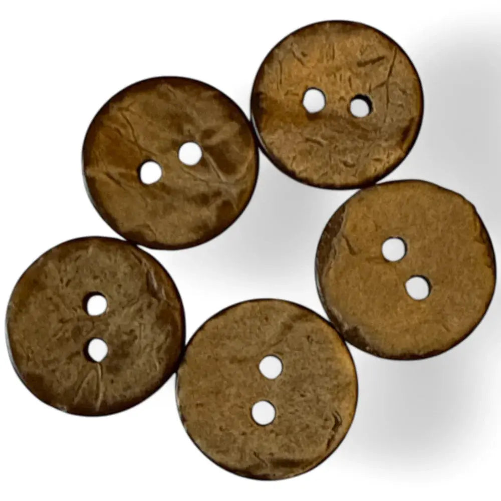 Five brown coconut buttons.