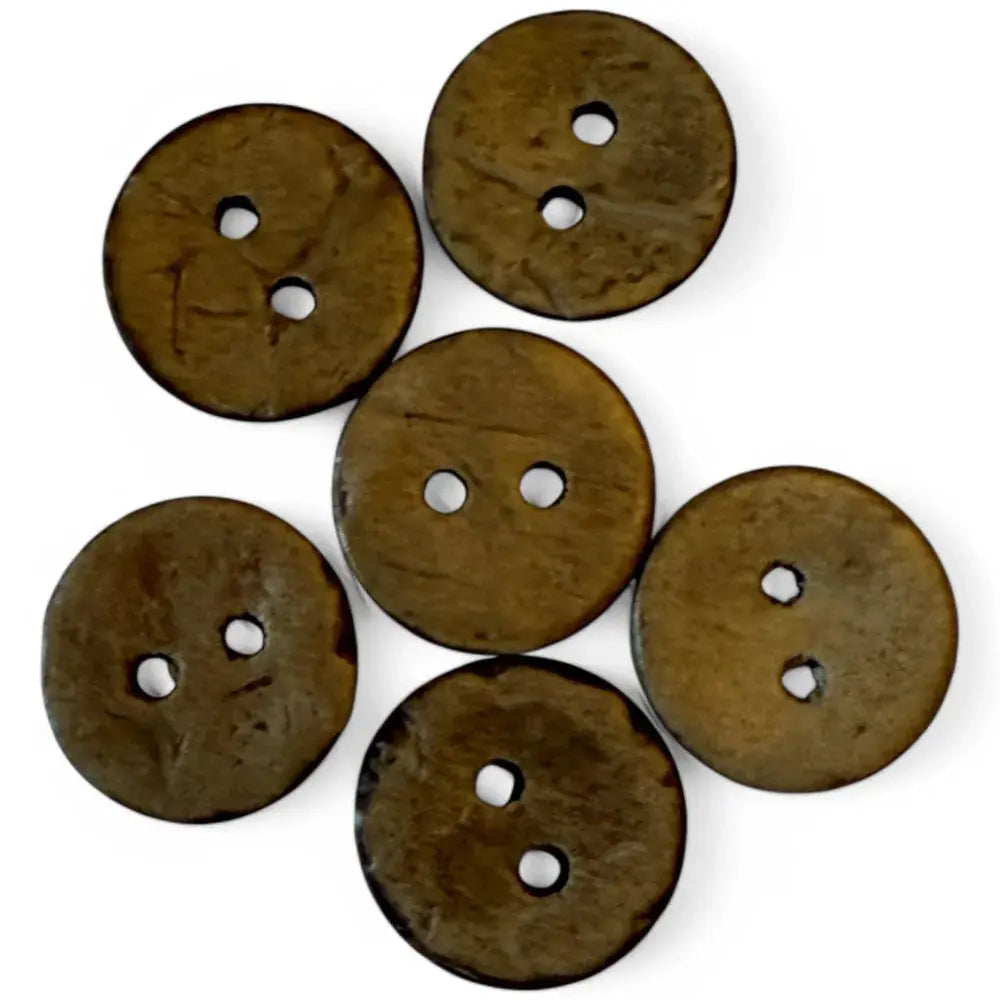 Six brown two-hole buttons.
