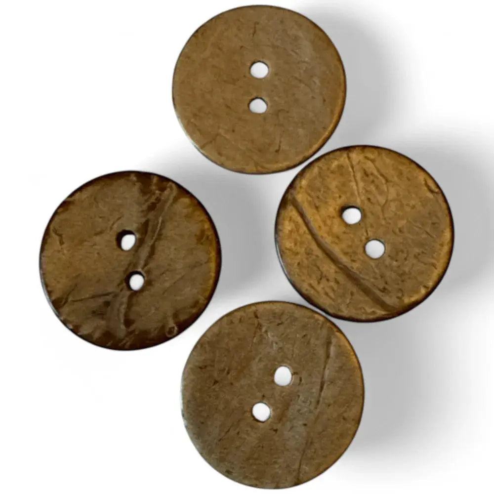 Four brown coconut buttons.