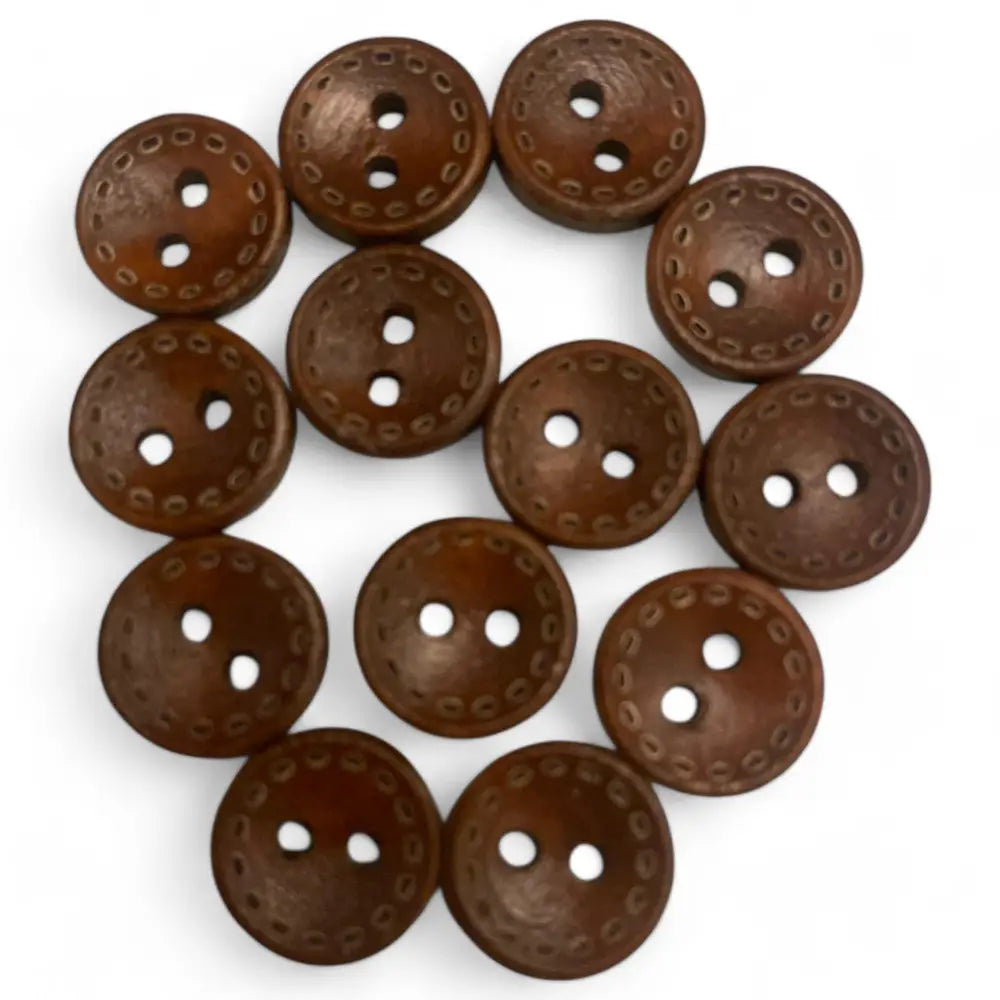 KnitForLess 11.5mm Brown Wooden Buttons 2 Hole Stitch Mark Pattern