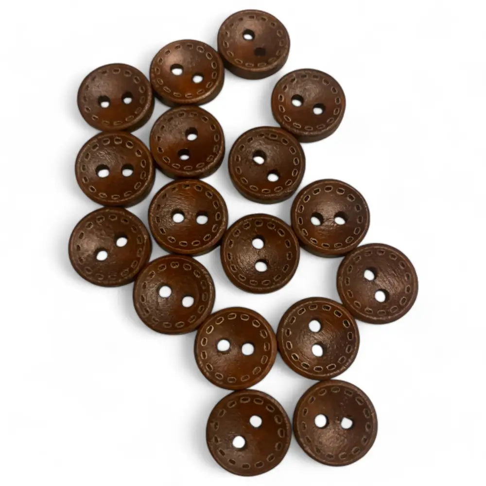 KnitForLess 11.5mm Brown Wooden Buttons 2 Hole Stitch Mark Pattern
