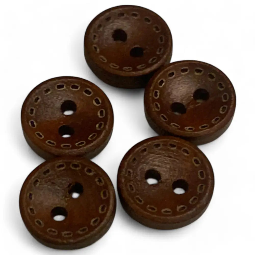 KnitForLess 11.5mm Brown Wooden Buttons 2 Hole Stitch Mark Pattern