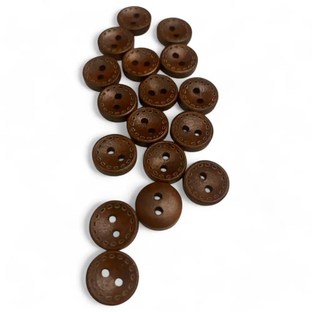 KnitForLess 11.5mm Brown Wooden Buttons 2 Hole Stitch Mark Pattern