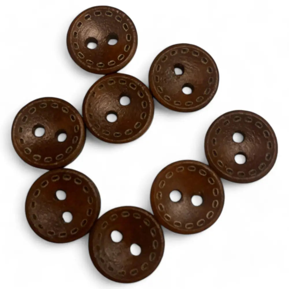 KnitForLess 11.5mm Brown Wooden Buttons 2 Hole Stitch Mark Pattern