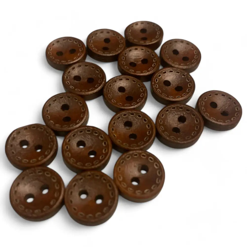 KnitForLess 11.5mm Brown Wooden Buttons 2 Hole Stitch Mark Pattern