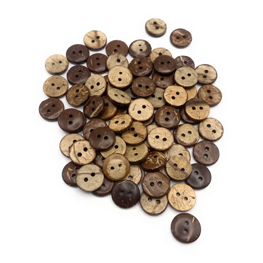 Pile of two-hole coconut buttons.