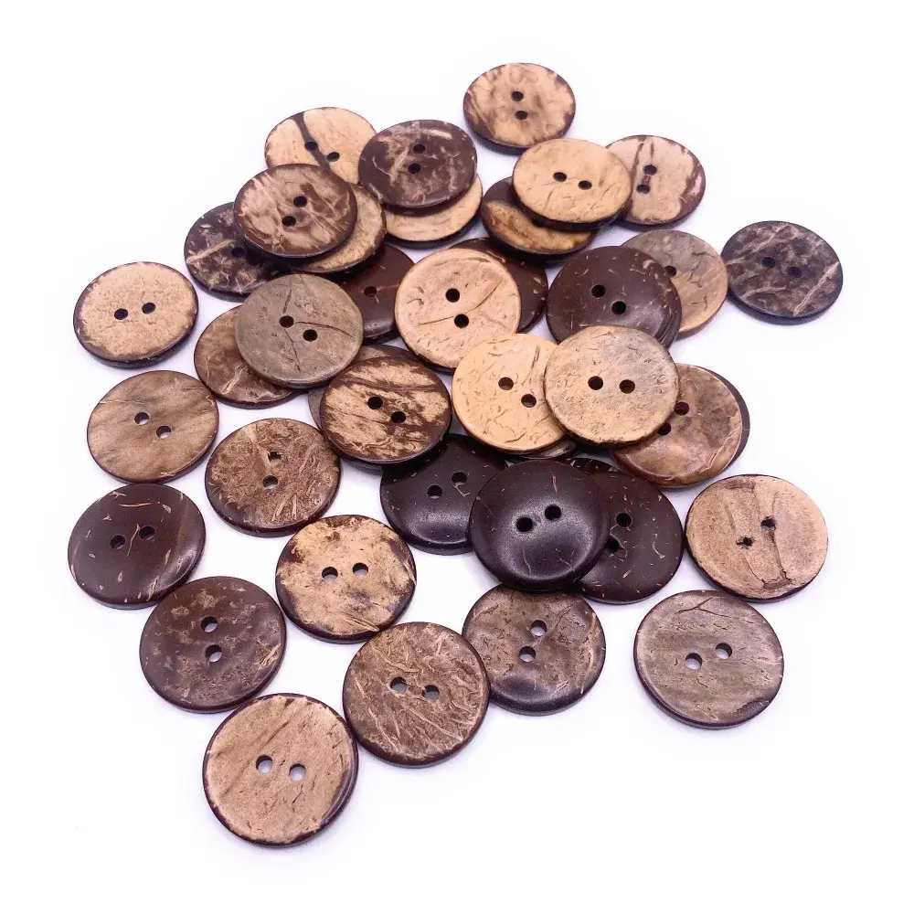 Pile of two-hole coconut buttons.