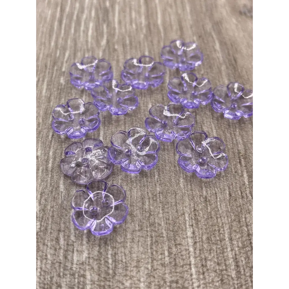 Translucent purple flower beads.