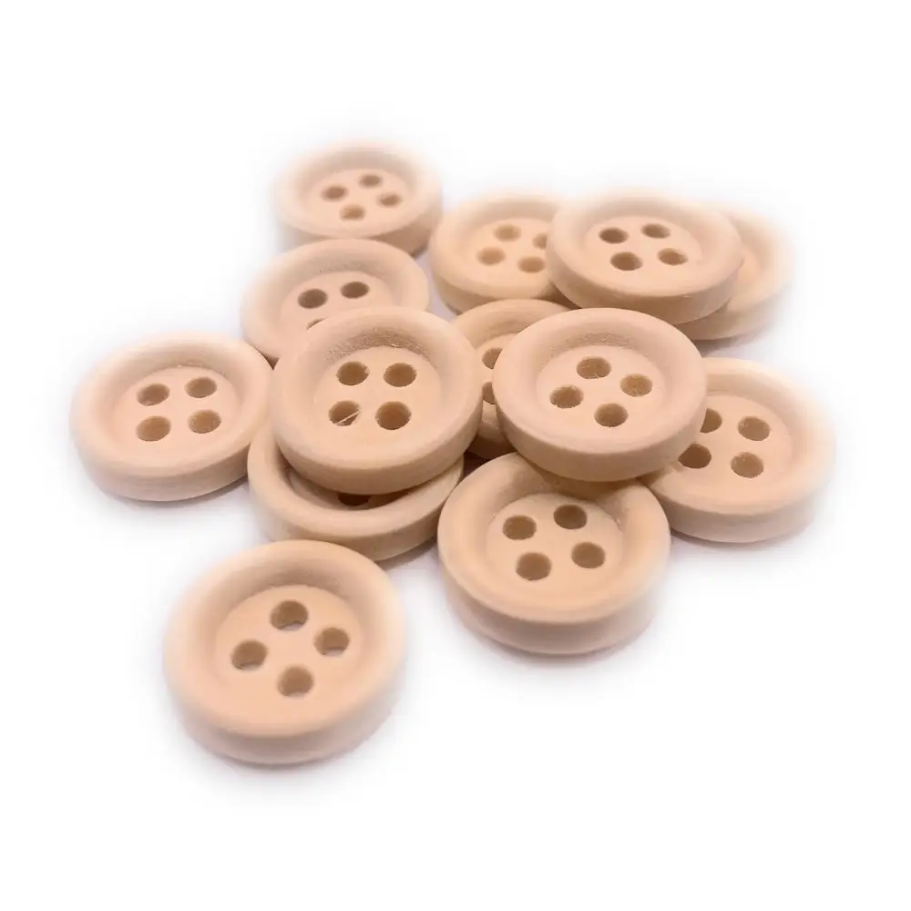 KnitForLess 13mm Natural Wooden Buttons 4 Hole Sewing Knitting Childrens Cardigan - 10