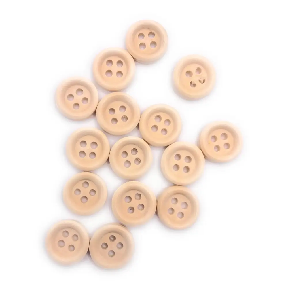KnitForLess 13mm Natural Wooden Buttons 4 Hole Sewing Knitting Childrens Cardigan - 30
