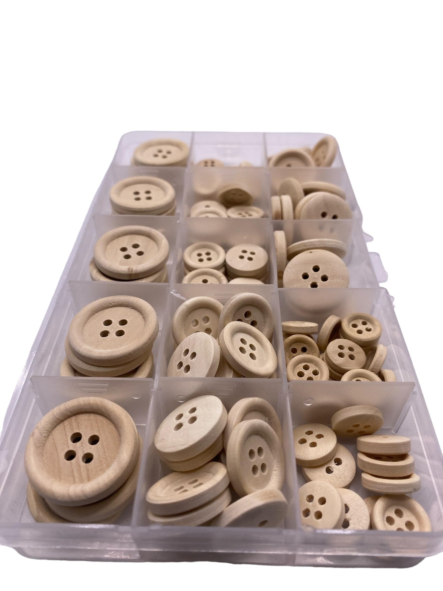KnitForLess 140Pcs Natural Wooden Buttons 11mm to 25mm 4 Hole Sewing Knitting Cardigans DIY Craft Clothes Decorations
