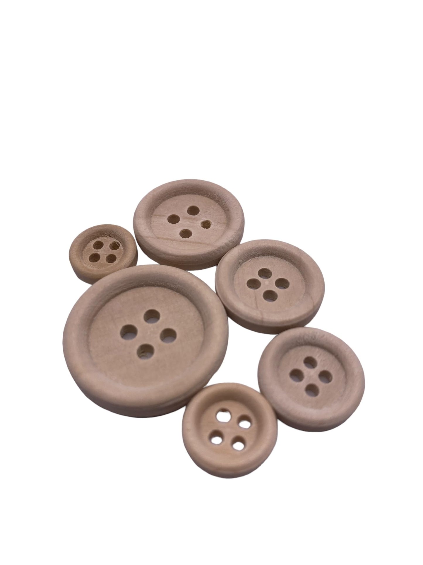 KnitForLess 140Pcs Natural Wooden Buttons 11mm to 25mm 4 Hole Sewing Knitting Cardigans DIY Craft Clothes Decorations