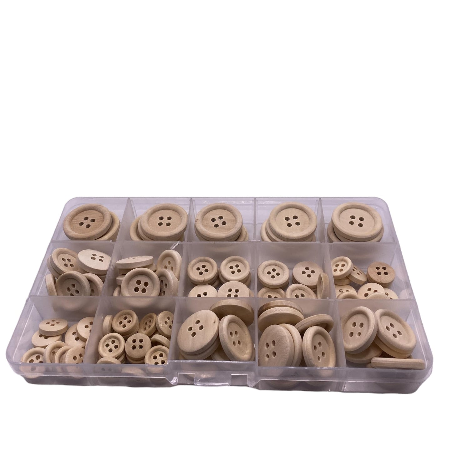 KnitForLess 140Pcs Natural Wooden Buttons 11mm to 25mm 4 Hole Sewing Knitting Cardigans DIY Craft Clothes Decorations