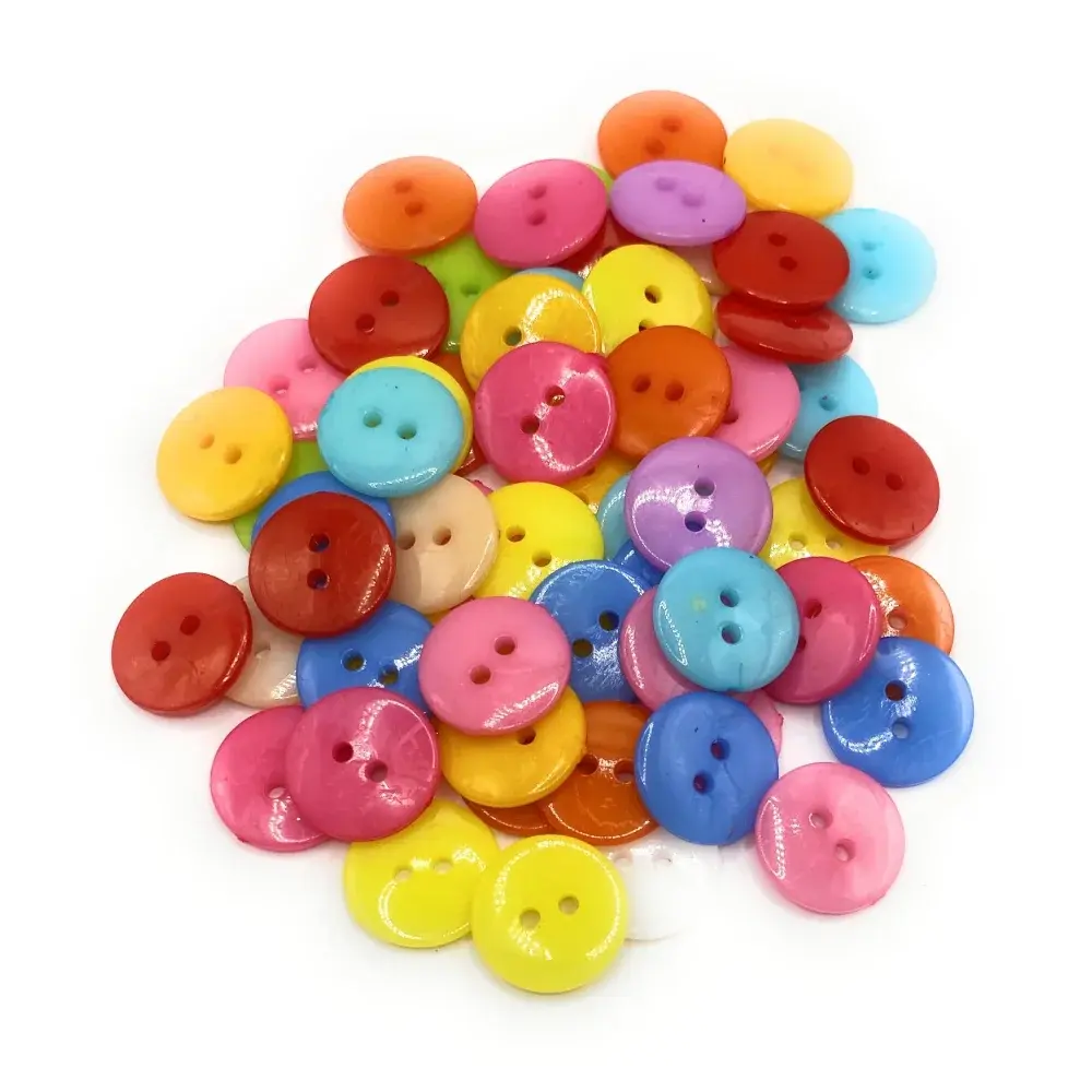 Pile of colorful two-hole buttons.