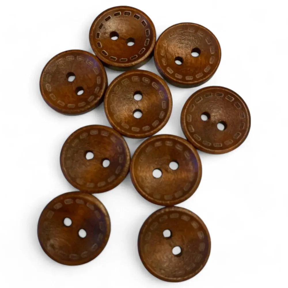 Brown wooden sewing buttons.
