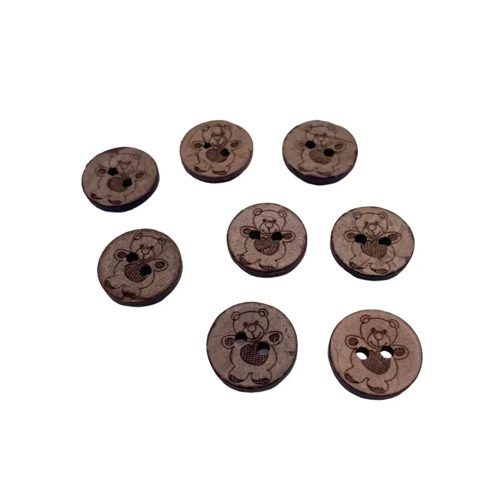 Wooden teddy bear buttons.