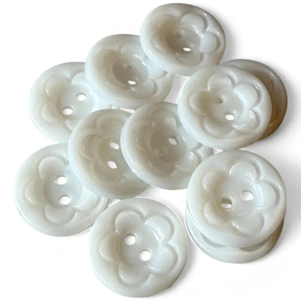 White flower-shaped buttons.
