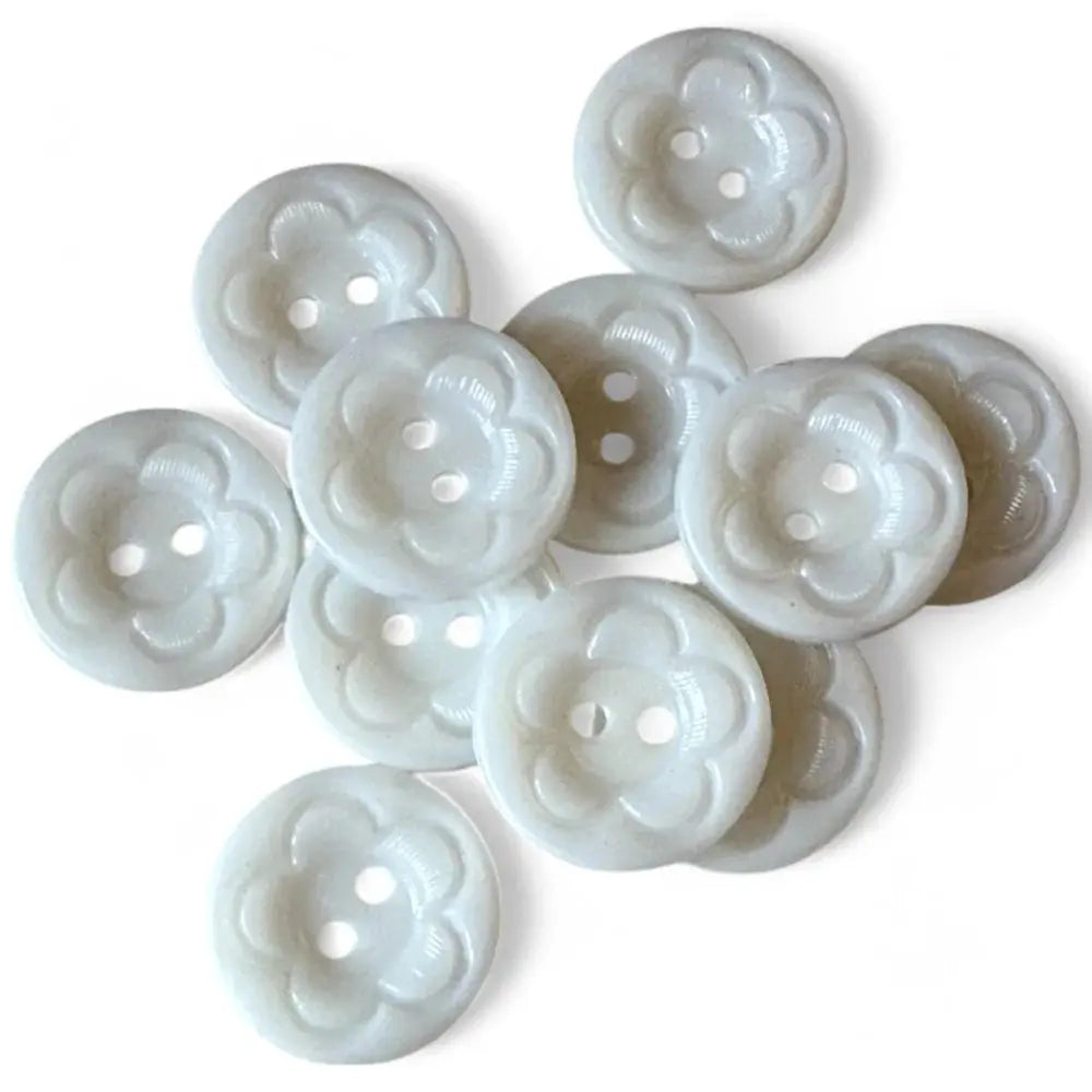 White flower-shaped buttons.