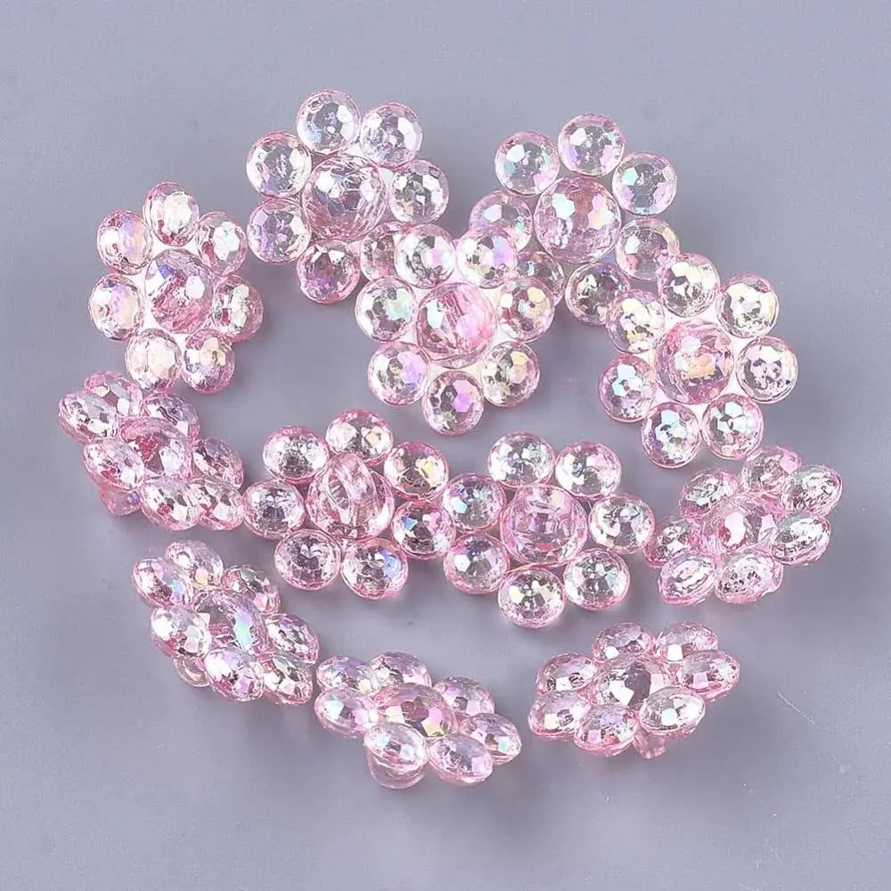Pink crystal flower embellishments.