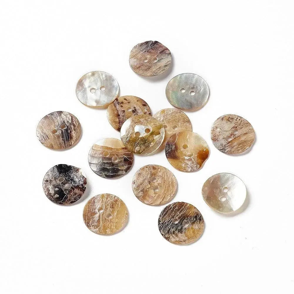 Pile of iridescent shell buttons.