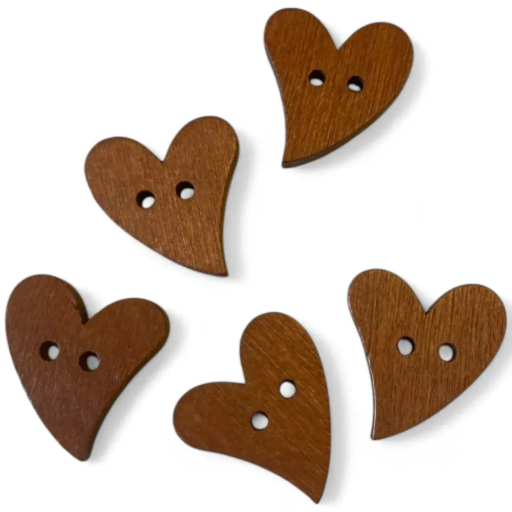 Wooden heart-shaped buttons.