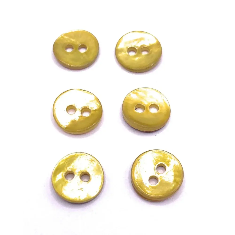 Six yellow two-hole buttons.